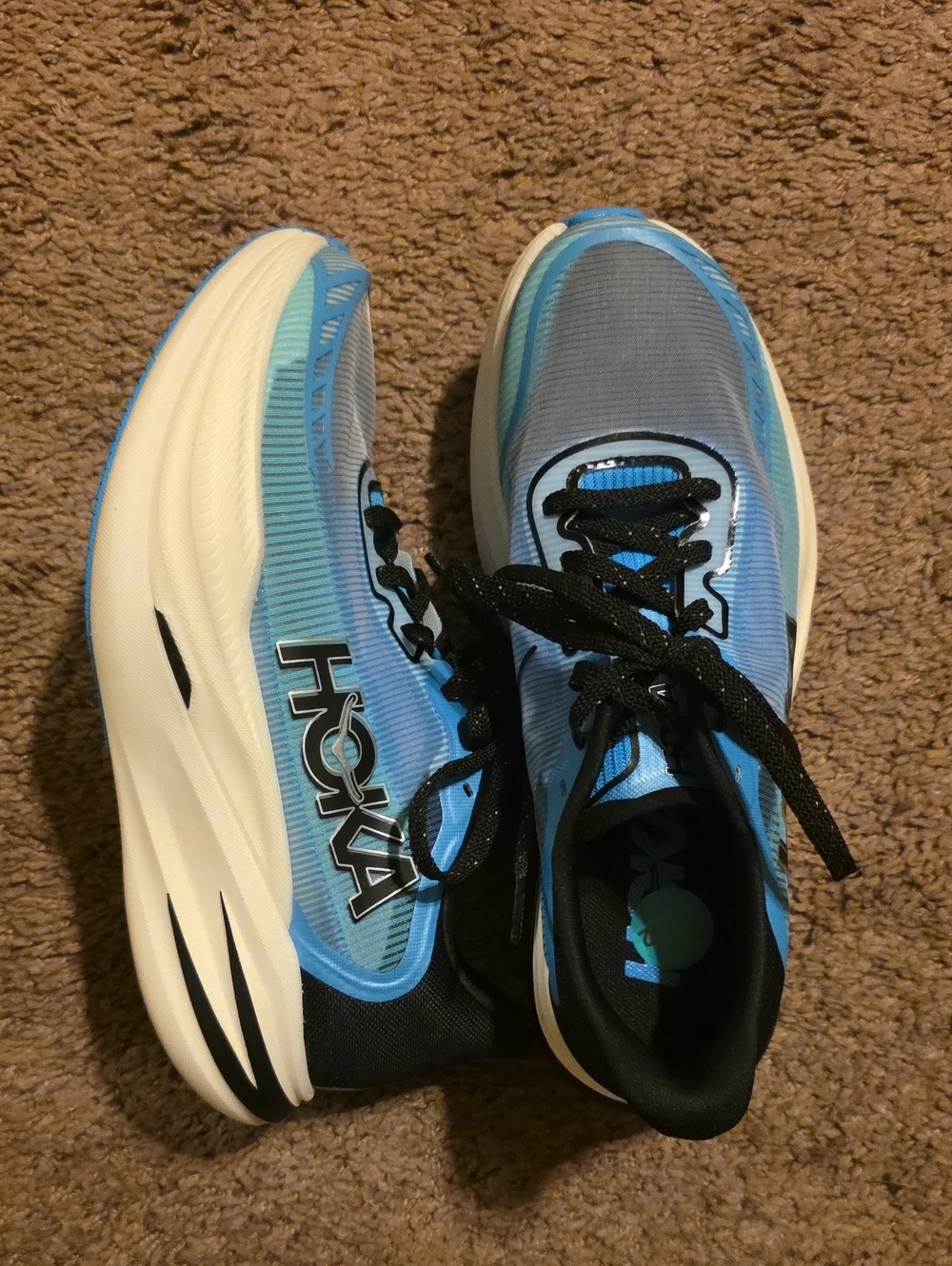 Hoka Light Blue and Black Performance Running Shoes